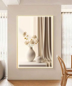 Gold Frame 80*120 Cm Vase Flower Crytsall Porsalein Painting 
